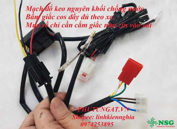 Mạch Passing Bi Mini Cho Xe WAVE A 110 WAVE RSX Dùng Trên Công Tắc Passing Sh Bấm giắc cos đầy đủ theo xe