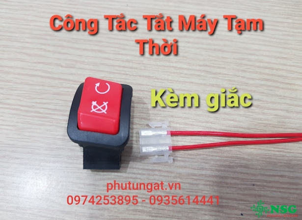 Công Tắc Điện Vô Lăng_ Công Tắc Tắt Máy Tạm Thời Màu Đỏ Kèm giắc nối dây điện