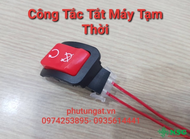 Công Tắc Điện Vô Lăng_ Công Tắc Tắt Máy Tạm Thời Màu Đỏ Kèm giắc nối dây điện