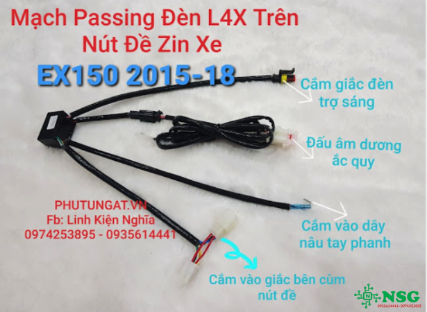 Mạch Passing Đèn L4X trên nút đề Zin xe EX150 2015-2018