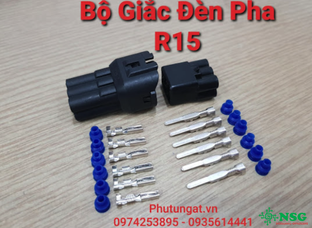 Bộ Giắc Đèn Pha Xe R15 Jack 6 lỗ 6P Chống Nước AT215 ( 1 bộ)