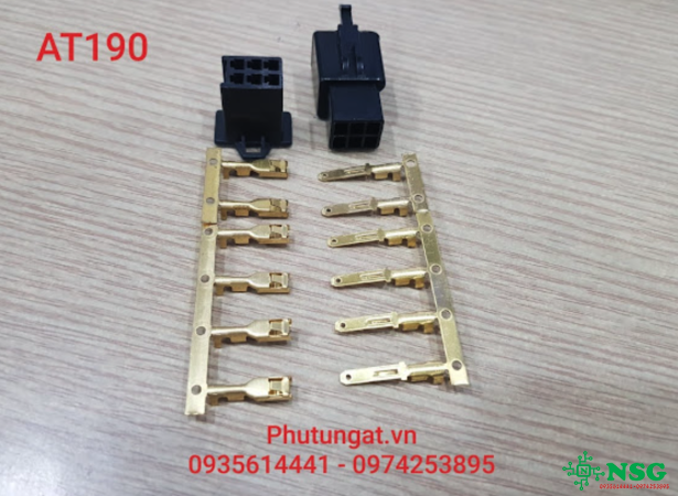 Bộ Giắc Nhựa Đen 6 Lỗ 6P - 2.8 - AT190 ( 1 bịch/10 bộ)
